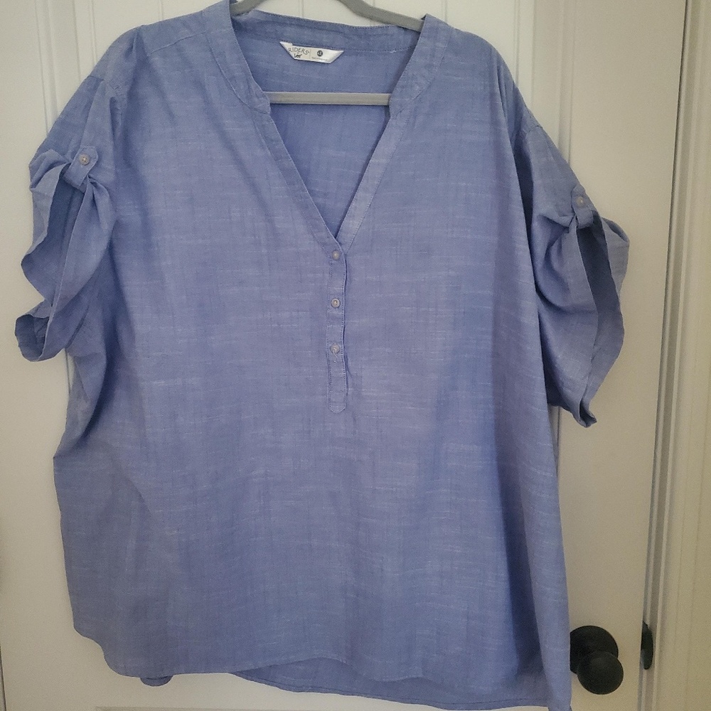 RIDERS BY LEE SS PULLOVER TOP BLUE TUNIC BLOUSE - SIZE 4X
